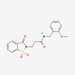 molecular formula C18H18N2O5S B2750017 3-(1,1-dioxido-3-oxobenzo[d]isothiazol-2(3H)-yl)-N-(2-methoxybenzyl)propanamide CAS No. 899954-52-0