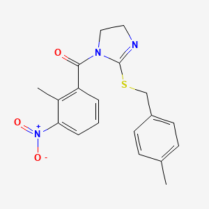 molecular formula C19H19N3O3S B2750018 (2-methyl-3-nitrophenyl)(2-((4-methylbenzyl)thio)-4,5-dihydro-1H-imidazol-1-yl)methanone CAS No. 851805-18-0