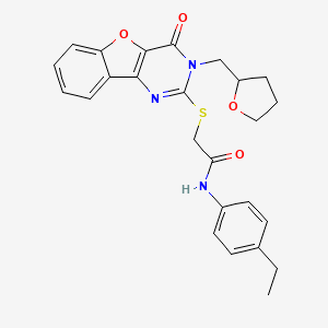 N-(4-ethylphenyl)-2-((4-oxo-3-((tetrahydrofuran-2-yl)methyl)-3,4-dihydrobenzofuro[3,2-d]pyrimidin-2-yl)thio)acetamide