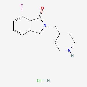 molecular formula C14H18ClFN2O B2750032 7-Fluoro-2-(piperidin-4-ylmethyl)isoindolin-1-one hydrochloride CAS No. 1707367-74-5