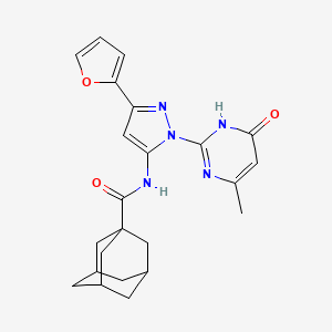 (3r,5r,7r)-N-(3-(furan-2-yl)-1-(4-methyl-6-oxo-1,6-dihydropyrimidin-2-yl)-1H-pyrazol-5-yl)adamantane-1-carboxamide