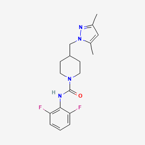 molecular formula C18H22F2N4O B2750047 N-(2,6-二氟苯基)-4-((3,5-二甲基-1H-吡唑-1-基)甲基)哌啪啉-1-甲酰胺 CAS No. 1396799-29-3