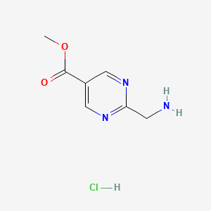 molecular formula C7H10ClN3O2 B2750052 Methyl 2-(aminomethyl)pyrimidine-5-carboxylate hydrochloride CAS No. 1788041-60-0