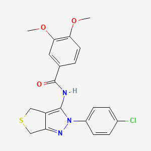 molecular formula C20H18ClN3O3S B2750055 N-(2-(4-chlorophenyl)-4,6-dihydro-2H-thieno[3,4-c]pyrazol-3-yl)-3,4-dimethoxybenzamide CAS No. 361477-35-2