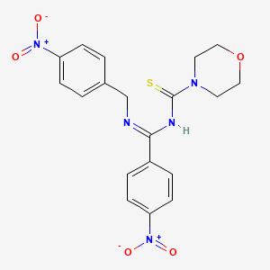 molecular formula C19H19N5O5S B2750056 (Z)-N-(((4-nitrobenzyl)imino)(4-nitrophenyl)methyl)morpholine-4-carbothioamide CAS No. 637746-32-8