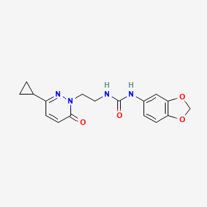 molecular formula C17H18N4O4 B2750059 1-(benzo[d][1,3]dioxol-5-yl)-3-(2-(3-cyclopropyl-6-oxopyridazin-1(6H)-yl)ethyl)urea CAS No. 2034266-97-0