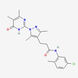molecular formula C21H24ClN5O2 B2750060 N-(5-chloro-2-methylphenyl)-3-(1-(4,5-dimethyl-6-oxo-1,6-dihydropyrimidin-2-yl)-3,5-dimethyl-1H-pyrazol-4-yl)propanamide CAS No. 1170867-57-8