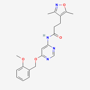 molecular formula C20H22N4O4 B2750061 3-(3,5-dimethylisoxazol-4-yl)-N-(6-((2-methoxybenzyl)oxy)pyrimidin-4-yl)propanamide CAS No. 1396584-09-0