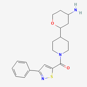 molecular formula C20H25N3O2S B2750074 [4-(4-Aminooxan-2-yl)piperidin-1-yl]-(3-phenyl-1,2-thiazol-5-yl)methanone CAS No. 2223945-26-2