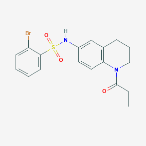 molecular formula C18H19BrN2O3S B2750078 2-bromo-N-(1-propionyl-1,2,3,4-tetrahydroquinolin-6-yl)benzenesulfonamide CAS No. 953938-54-0