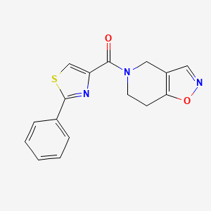 molecular formula C16H13N3O2S B2750089 (6,7-二氢异噁唑并[4,5-c]吡啶-5(4H)-基)(2-苯基噻唑-4-基)甲酮 CAS No. 2034427-79-5