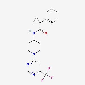 molecular formula C20H21F3N4O B2750096 1-phenyl-N-(1-(6-(trifluoromethyl)pyrimidin-4-yl)piperidin-4-yl)cyclopropanecarboxamide CAS No. 2034258-69-8