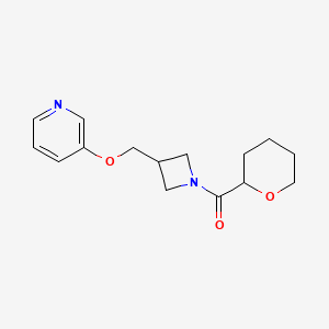 molecular formula C15H20N2O3 B2750111 Oxan-2-yl-[3-(pyridin-3-yloxymethyl)azetidin-1-yl]methanone CAS No. 2379997-34-7