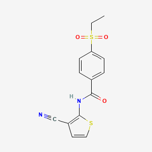molecular formula C14H12N2O3S2 B2750118 N-(3-cyanothiophen-2-yl)-4-ethylsulfonylbenzamide CAS No. 898406-05-8