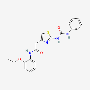 molecular formula C20H20N4O3S B2750122 N-(2-ethoxyphenyl)-2-(2-(3-phenylureido)thiazol-4-yl)acetamide CAS No. 946325-39-9