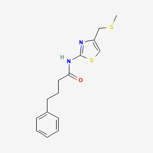 molecular formula C15H18N2OS2 B2750135 N-(4-((methylthio)methyl)thiazol-2-yl)-4-phenylbutanamide CAS No. 955835-89-9