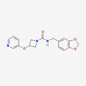molecular formula C17H17N3O4 B2750136 N-(benzo[d][1,3]dioxol-5-ylmethyl)-3-(pyridin-3-yloxy)azetidine-1-carboxamide CAS No. 1904305-52-7