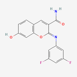 (2Z)-2-[(3,5-difluorophenyl)imino]-7-hydroxy-2H-chromene-3-carboxamide