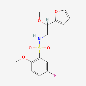 molecular formula C14H16FNO5S B2750149 5-氟-N-(2-(呋喃-2-基)-2-甲氧基乙基)-2-甲氧基苯磺酰胺 CAS No. 1798516-66-1