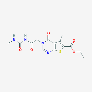 molecular formula C14H16N4O5S B275015 Ethyl 5-methyl-3-[2-(methylcarbamoylamino)-2-oxoethyl]-4-oxothieno[2,3-d]pyrimidine-6-carboxylate 