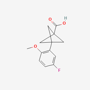 molecular formula C13H13FO3 B2750155 3-(5-Fluoro-2-methoxyphenyl)bicyclo[1.1.1]pentane-1-carboxylic acid CAS No. 2287312-75-6