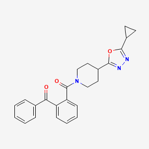 molecular formula C24H23N3O3 B2750156 (2-苯甲酰苯基)(4-(5-环丙基-1,3,4-噁二唑-2-基)哌啶-1-基)甲酮 CAS No. 1209343-77-0