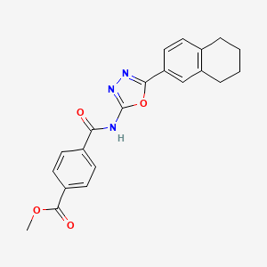 molecular formula C21H19N3O4 B2750160 Methyl 4-((5-(5,6,7,8-tetrahydronaphthalen-2-yl)-1,3,4-oxadiazol-2-yl)carbamoyl)benzoate CAS No. 851095-84-6