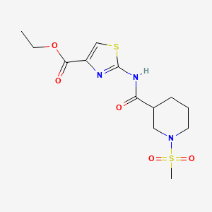 molecular formula C13H19N3O5S2 B2750162 Ethyl 2-(1-(methylsulfonyl)piperidine-3-carboxamido)thiazole-4-carboxylate CAS No. 1058398-38-1