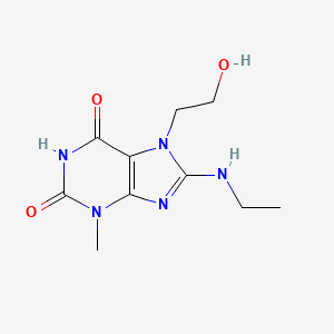 molecular formula C10H15N5O3 B2750169 8-(Ethylamino)-7-(2-hydroxyethyl)-3-methylpurine-2,6-dione CAS No. 476481-50-2