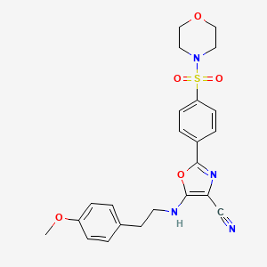 molecular formula C23H24N4O5S B2750170 5-{[2-(4-甲氧基苯基)乙基]氨基}-2-(4-(吗啉-4-基磺酰)苯基)-1,3-噁唑-4-羧腈 CAS No. 941244-38-8