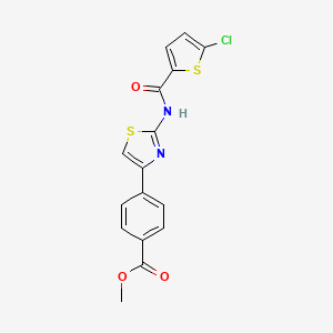 molecular formula C16H11ClN2O3S2 B2750175 Methyl 4-(2-(5-chlorothiophene-2-carboxamido)thiazol-4-yl)benzoate CAS No. 477539-06-3
