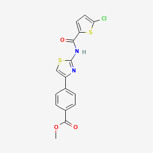 molecular formula C16H11ClN2O3S2 B2750175 甲酸甲酯 4-(2-(5-氯噻吩-2-羧氨基)噻唑-4-基)苯甲酸酯 CAS No. 477539-06-3