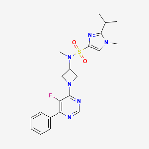 molecular formula C21H25FN6O2S B2750181 N-[1-(5-Fluoro-6-phenylpyrimidin-4-yl)azetidin-3-yl]-N,1-dimethyl-2-propan-2-ylimidazole-4-sulfonamide CAS No. 2380192-30-1