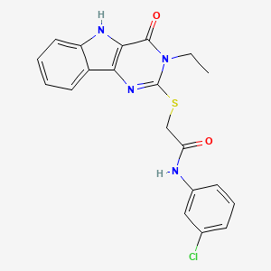 molecular formula C20H17ClN4O2S B2750189 N-(3-chlorophenyl)-2-[(3-ethyl-4-oxo-5H-pyrimido[5,4-b]indol-2-yl)sulfanyl]acetamide CAS No. 888433-12-3