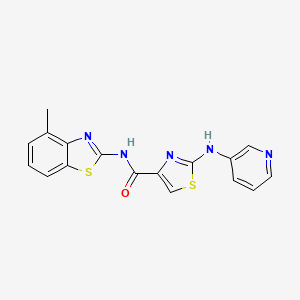 molecular formula C17H13N5OS2 B2750193 N-(4-methylbenzo[d]thiazol-2-yl)-2-(pyridin-3-ylamino)thiazole-4-carboxamide CAS No. 1286725-15-2
