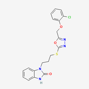 1-[3-({5-[(2-chlorophenoxy)methyl]-1,3,4-oxadiazol-2-yl}sulfanyl)propyl]-2,3-dihydro-1H-1,3-benzodiazol-2-one