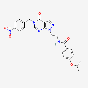 molecular formula C24H24N6O5 B2750259 4-isopropoxy-N-(2-(5-(4-nitrobenzyl)-4-oxo-4,5-dihydro-1H-pyrazolo[3,4-d]pyrimidin-1-yl)ethyl)benzamide CAS No. 922061-41-4