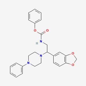 Phenyl (2-(benzo[d][1,3]dioxol-5-yl)-2-(4-phenylpiperazin-1-yl)ethyl)carbamate