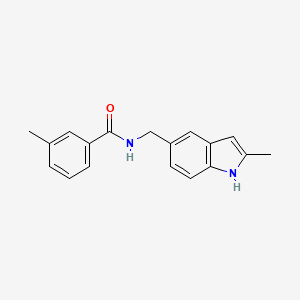 molecular formula C18H18N2O B2750283 3-methyl-N-((2-methyl-1H-indol-5-yl)methyl)benzamide CAS No. 852136-21-1