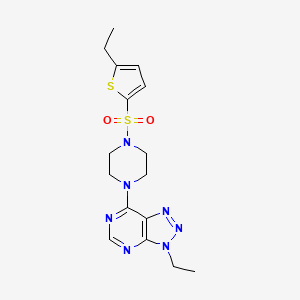 molecular formula C16H21N7O2S2 B2750284 3-ethyl-7-(4-((5-ethylthiophen-2-yl)sulfonyl)piperazin-1-yl)-3H-[1,2,3]triazolo[4,5-d]pyrimidine CAS No. 1058457-44-5