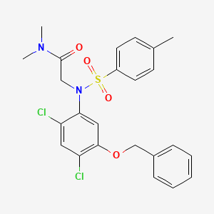 molecular formula C24H24Cl2N2O4S B2750298 2-{5-(benzyloxy)-2,4-dichloro[(4-methylphenyl)sulfonyl]anilino}-N,N-dimethylacetamide CAS No. 338967-32-1