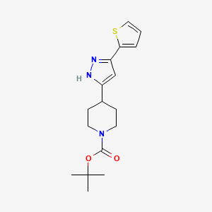 molecular formula C17H23N3O2S B2750302 叔丁基-4-[5-(噻吩-2-基)-1H-吡唑-3-基]四氢-1(2H)-吡啶羧酸乙酯 CAS No. 1030617-10-7