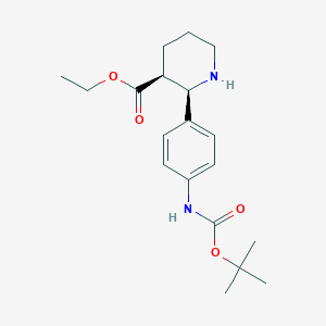 molecular formula C19H28N2O4 B2750309 (2R,3S)-乙酸-2-(4-((叔丁氧羰基)氨基)苯基)哌啶-3-羧酸乙酯 CAS No. 1231732-20-9