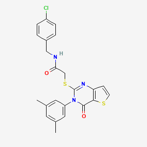 molecular formula C23H20ClN3O2S2 B2750325 N-(4-氯苄基)-2-{[3-(3,5-二甲基苯基)-4-氧代-3,4-二氢噻唑并[3,2-d]嘧啶-2-基]硫代基}乙酰胺 CAS No. 1261012-26-3