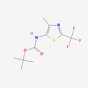 molecular formula C10H13F3N2O2S B2750326 Tert-butyl N-[4-methyl-2-(trifluoromethyl)-1,3-thiazol-5-yl]carbamate CAS No. 2248363-96-2