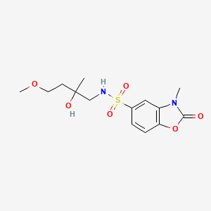 molecular formula C14H20N2O6S B2750332 N-(2-羟基-4-甲氧基-2-甲基丁基)-3-甲基-2-氧代-2,3-二氢苯并[d]噁唑-5-磺酰胺 CAS No. 2319846-31-4