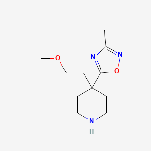 molecular formula C11H19N3O2 B2750333 5-[4-(2-Methoxyethyl)piperidin-4-yl]-3-methyl-1,2,4-oxadiazole CAS No. 2164414-82-6