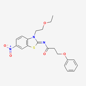 N-[3-(2-ethoxyethyl)-6-nitro-1,3-benzothiazol-2-ylidene]-3-phenoxypropanamide