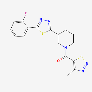 (3-(5-(2-Fluorophenyl)-1,3,4-thiadiazol-2-yl)piperidin-1-yl)(4-methyl-1,2,3-thiadiazol-5-yl)methanone