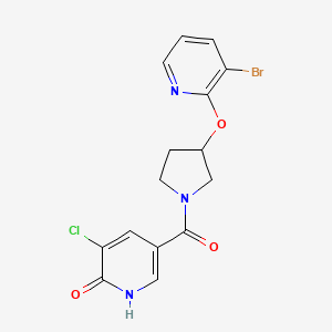 molecular formula C15H13BrClN3O3 B2750366 (3-((3-Bromopyridin-2-yl)oxy)pyrrolidin-1-yl)(5-chloro-6-hydroxypyridin-3-yl)methanone CAS No. 1903442-07-8